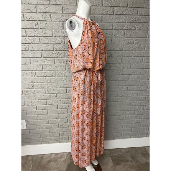 BCBG MaxAzria Women Pink Multicolored Blouson Halter Maxi Dress Size S - Picture 9 of 14